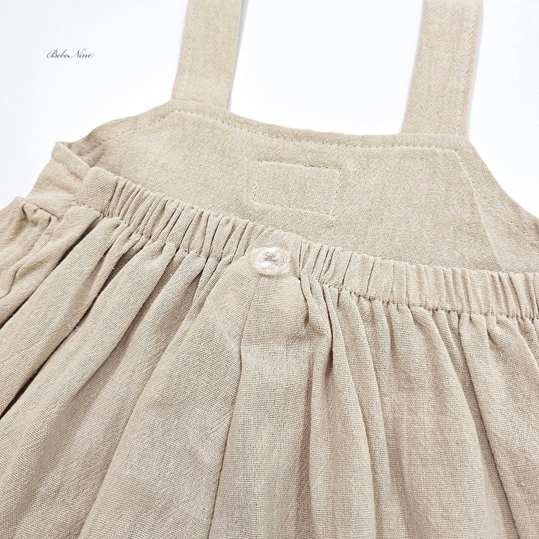 ☀️預訂 韓國直送☀️🇰🇷Bebenine兩色皮革標籤純棉吊帶連身褲