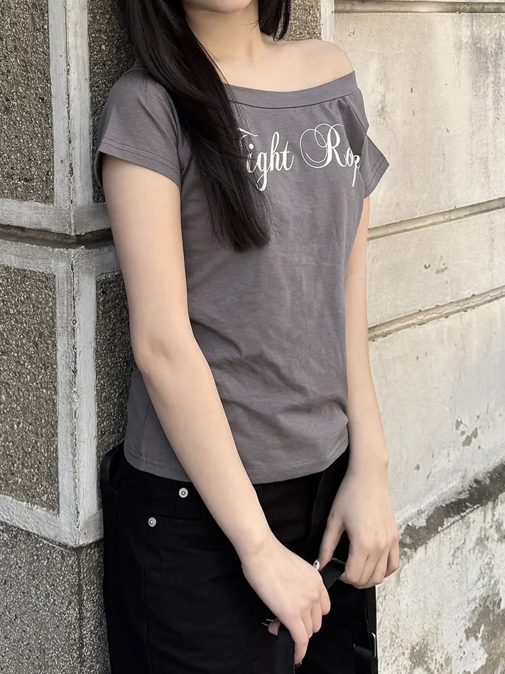 Script Wide Neck Graphic Tee
