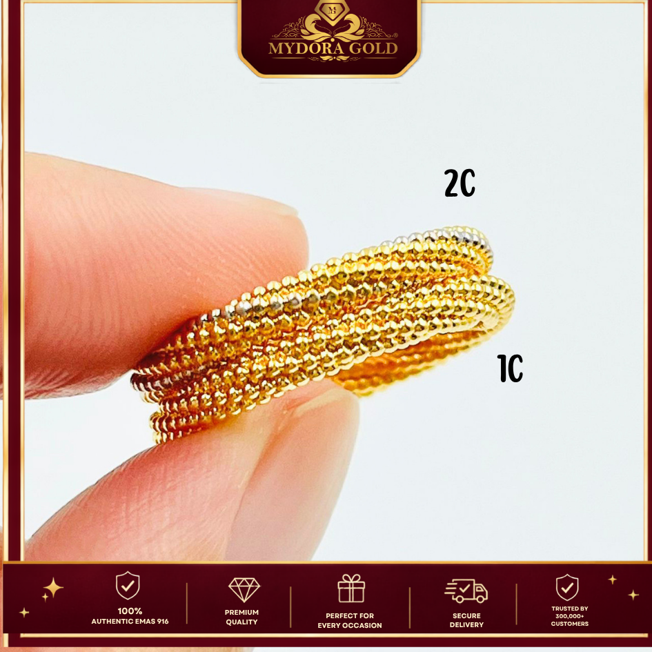 MYDORA Cincin Belah Rotan Pintal Jagung (5G) l EMAS 916/22K