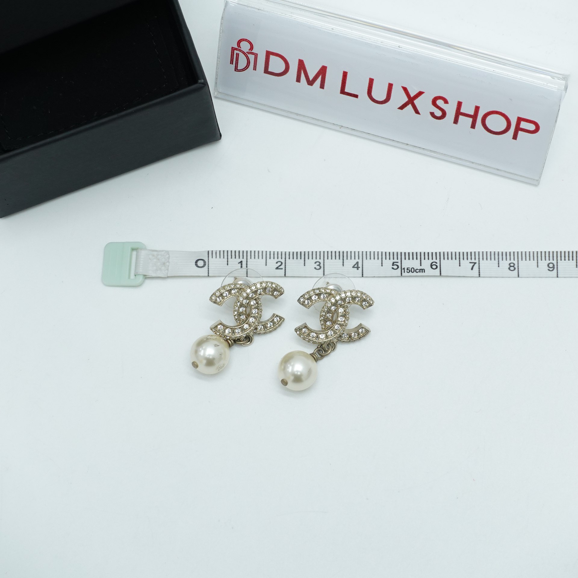 Chanel Crystal Pearl Drop Earrings