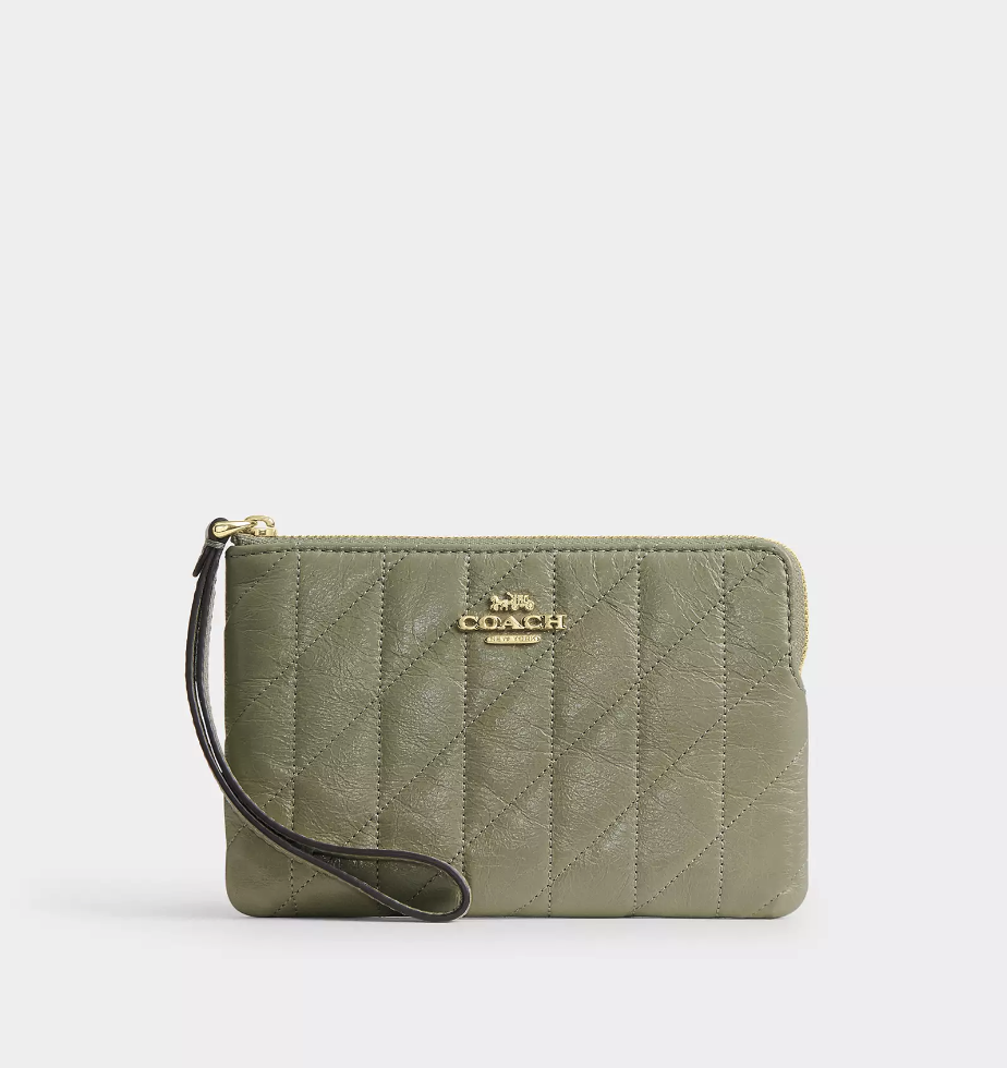 COACH Corner zip wristlet with quilting