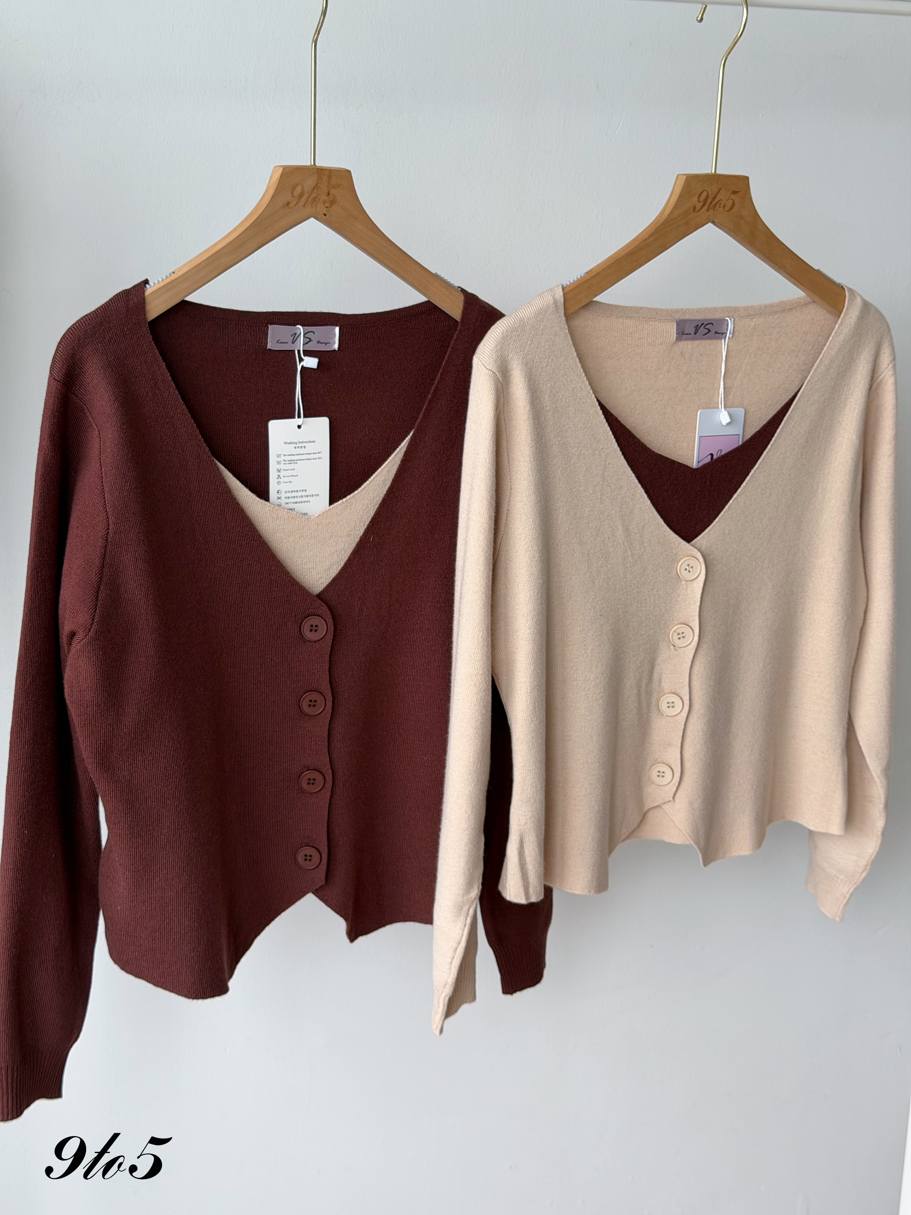 T4539 Fake Two-Pieces Knit Top - 4 Colors 