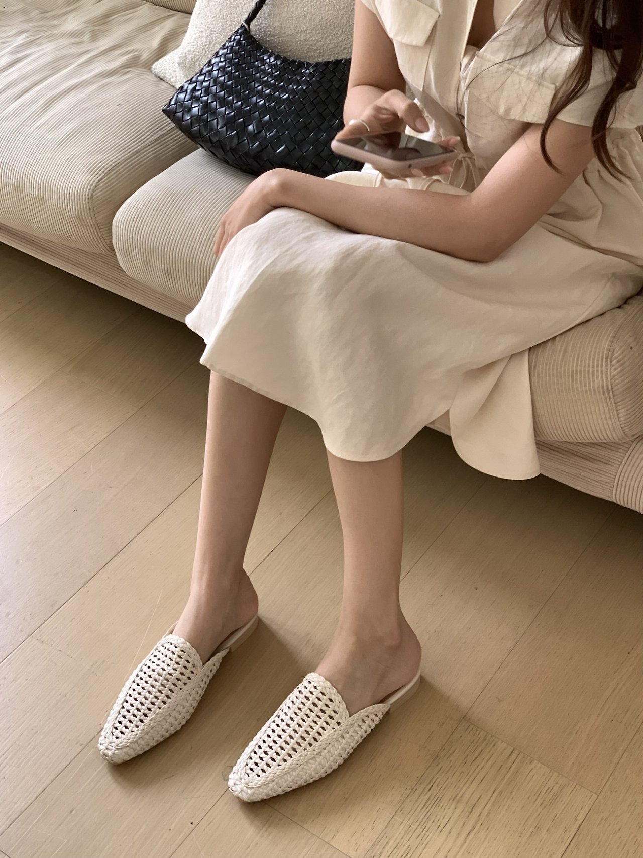 Woven Leather Slide Sandals (4 colors)