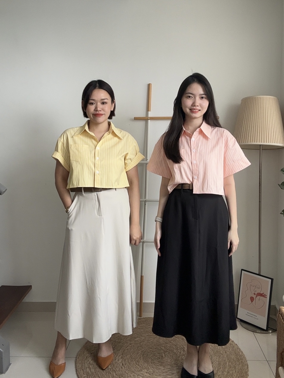 T4084 Stripe Crop Shirt - 4 Colors 