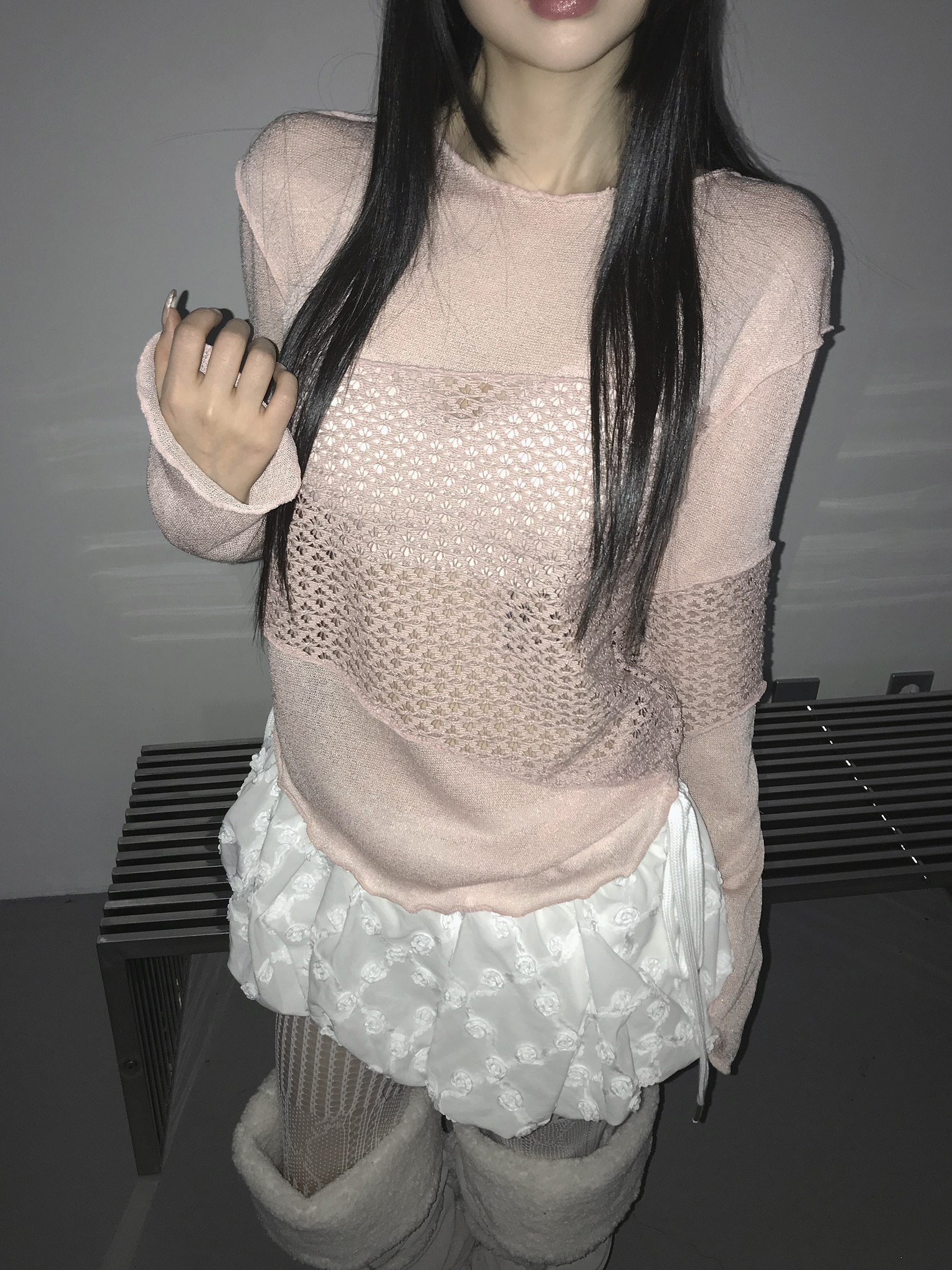 Asymmetrical Sheer Knit Top