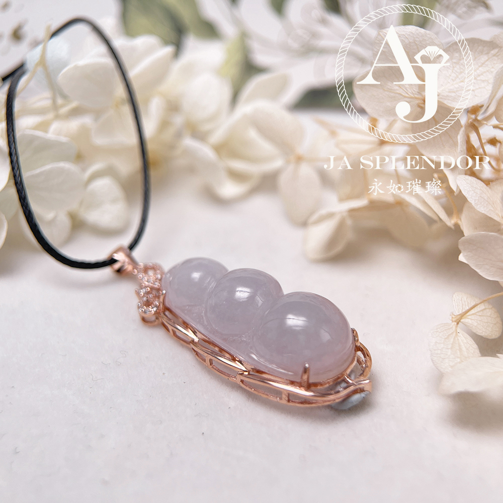 JNS-03 天然翡翠A玉 冰種櫻花粉厚莊四季平安福豆吊墜