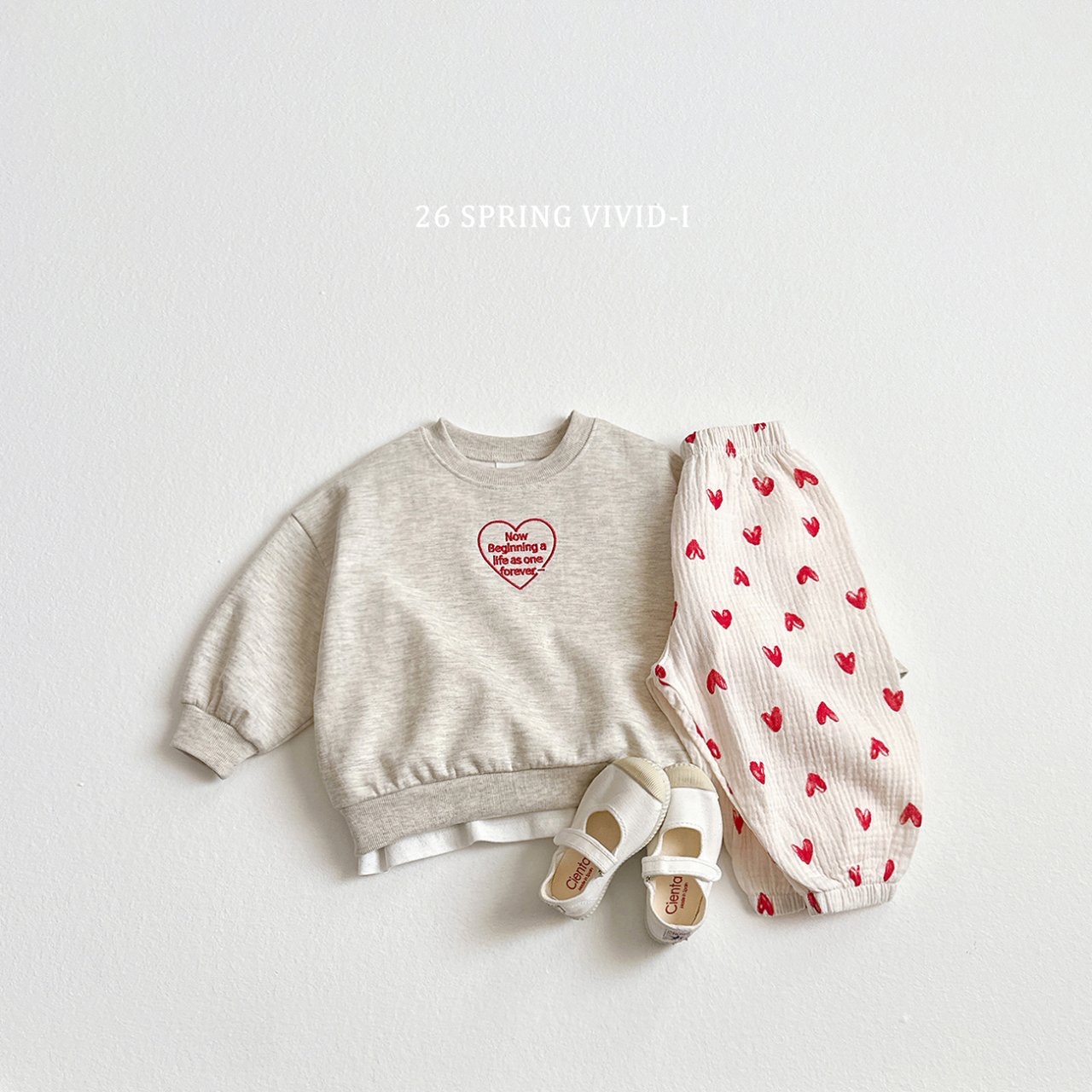 🌸預訂 韓國直送🌸🇰🇷VIVIDI四色愛心字母刺繡長袖上下套裝