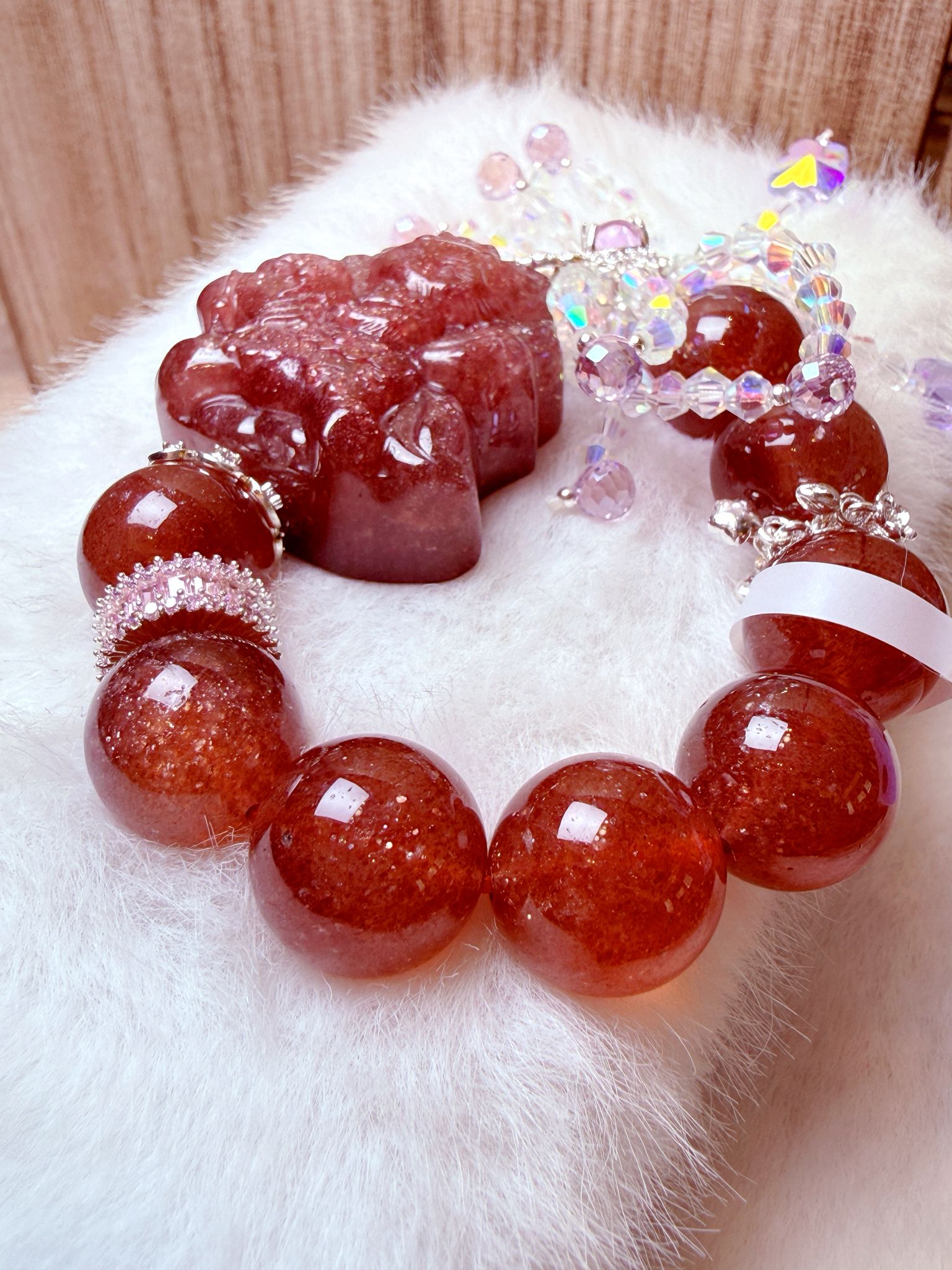 K00128 星光紅草莓 玩具木馬狐小妹 自家設計手鏈