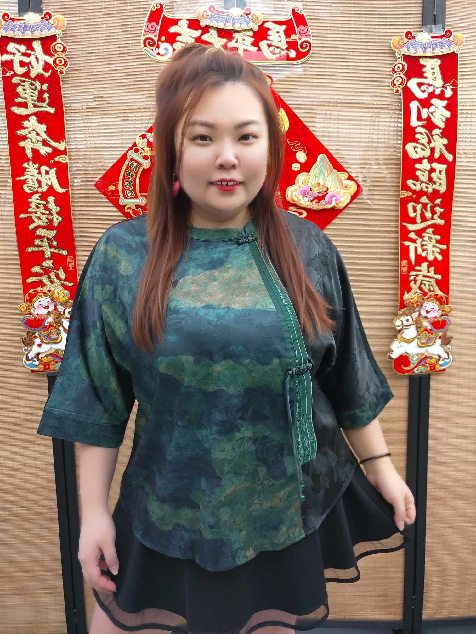 DDD13 拼色中国风盘扣上衣