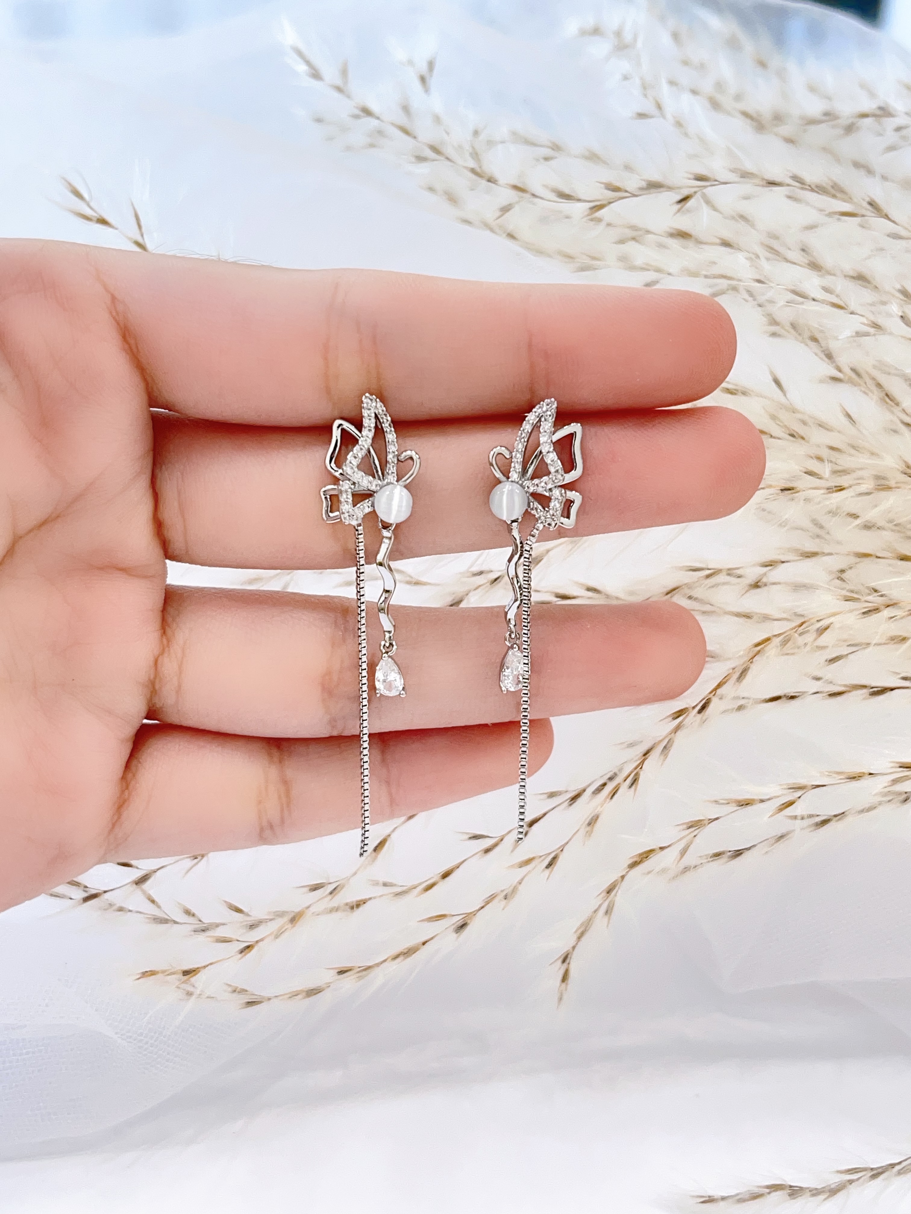 梦中情蝶🦋猫眼石长流苏耳环