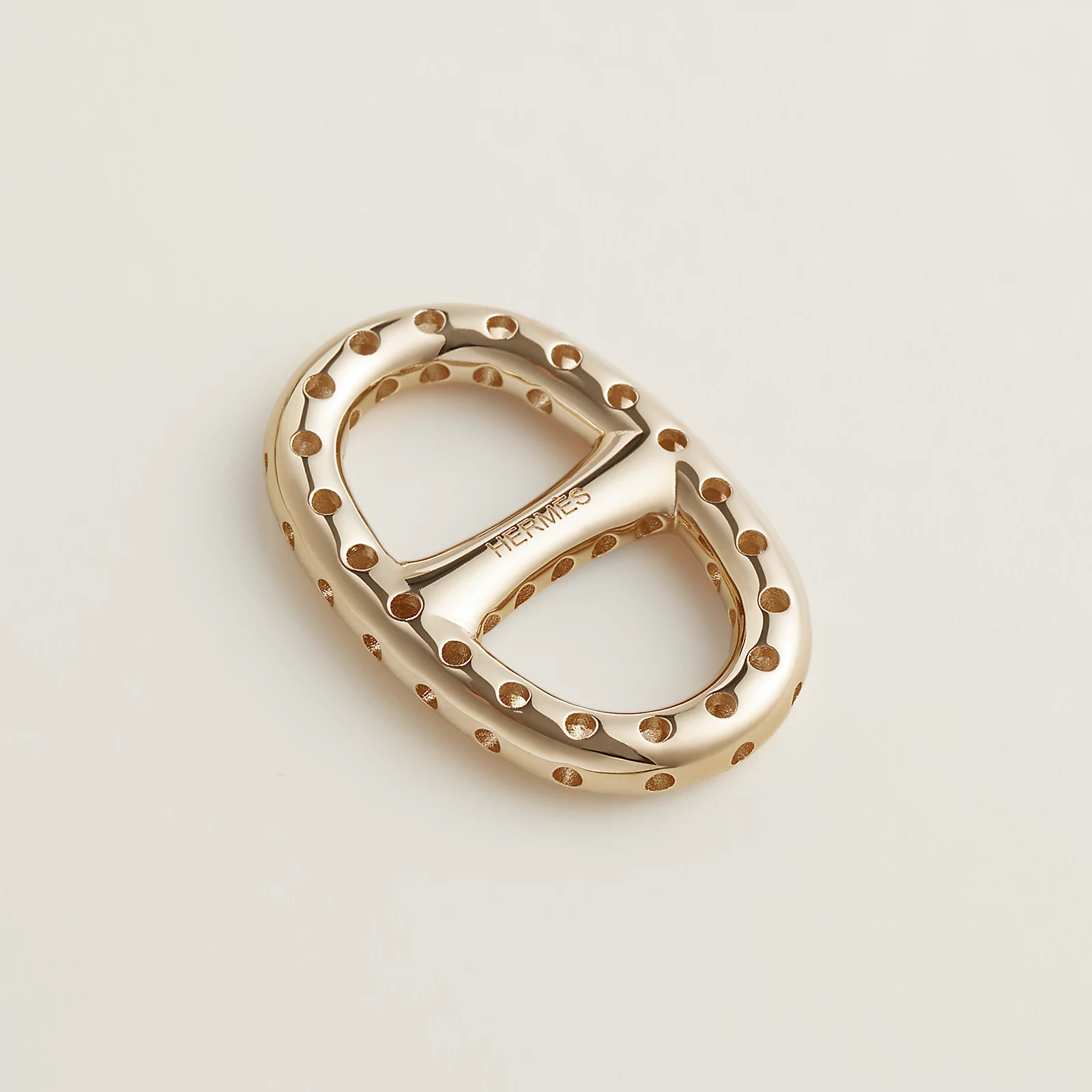 Hermes 全新🆕 Mini Chaine d'Ancre Perforee 鍍淡金絲巾扣