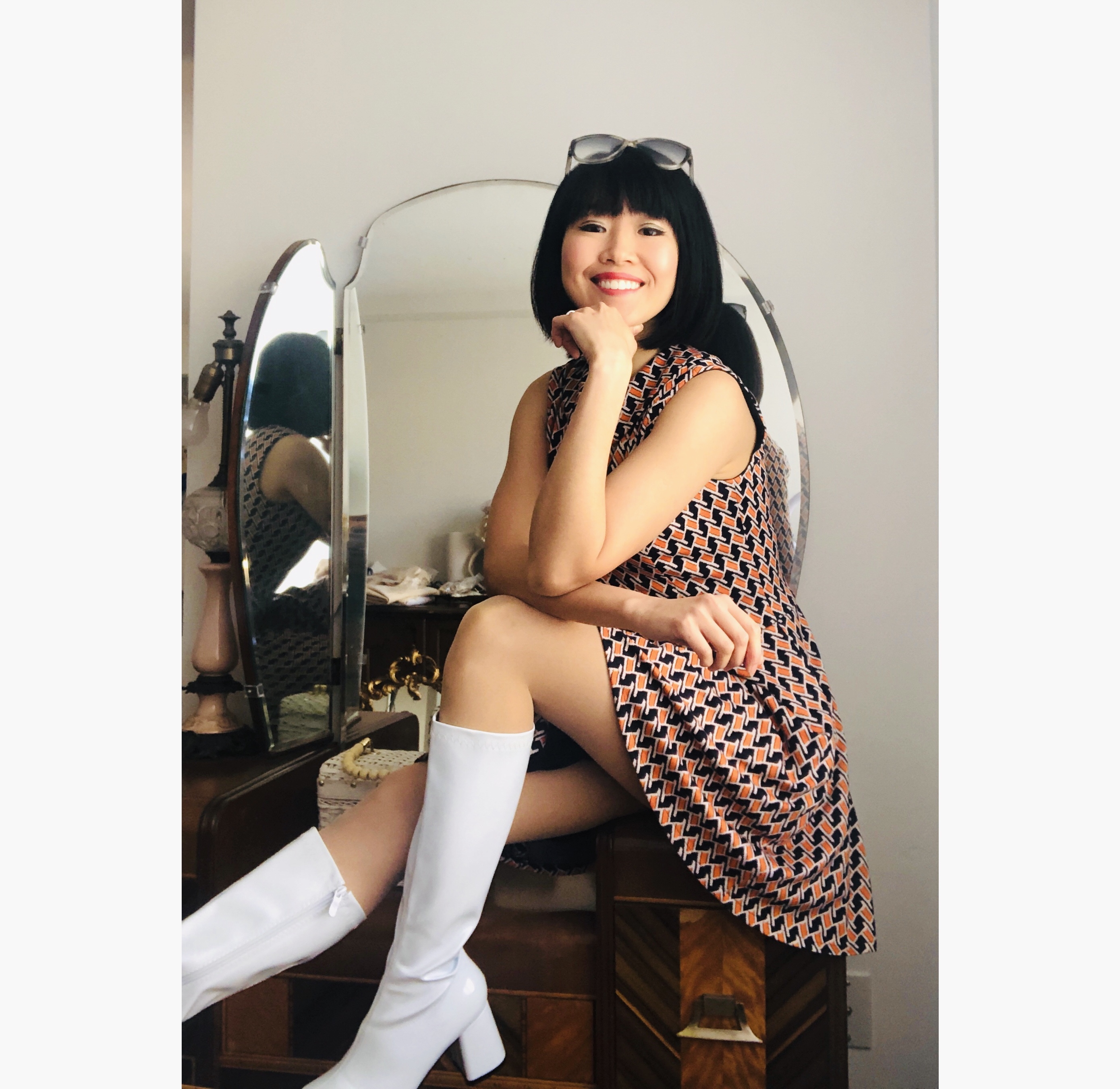 (Ready-made)1960s Inspired Orange Icon Go Go Dress - Vest (FM157)