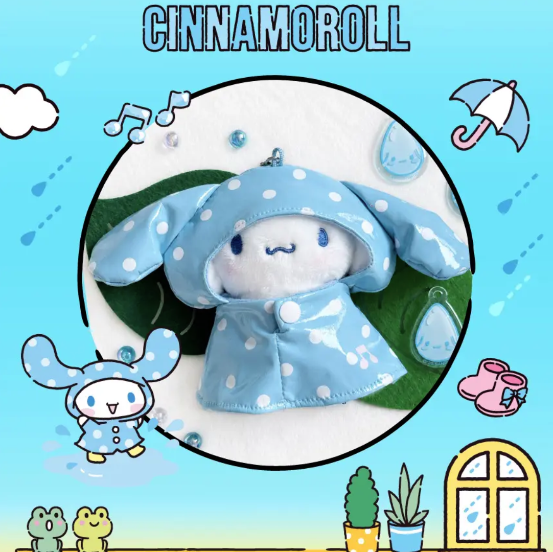 韓國Olive Young x Sanrio 角色 雨衣造型 公仔吊飾鎖匙扣 ｜Rainy Day Plush Keyring