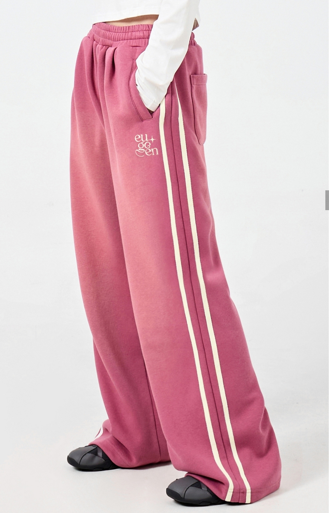 Euggen Washed Semi-Bootcut Track Sweat Pants 