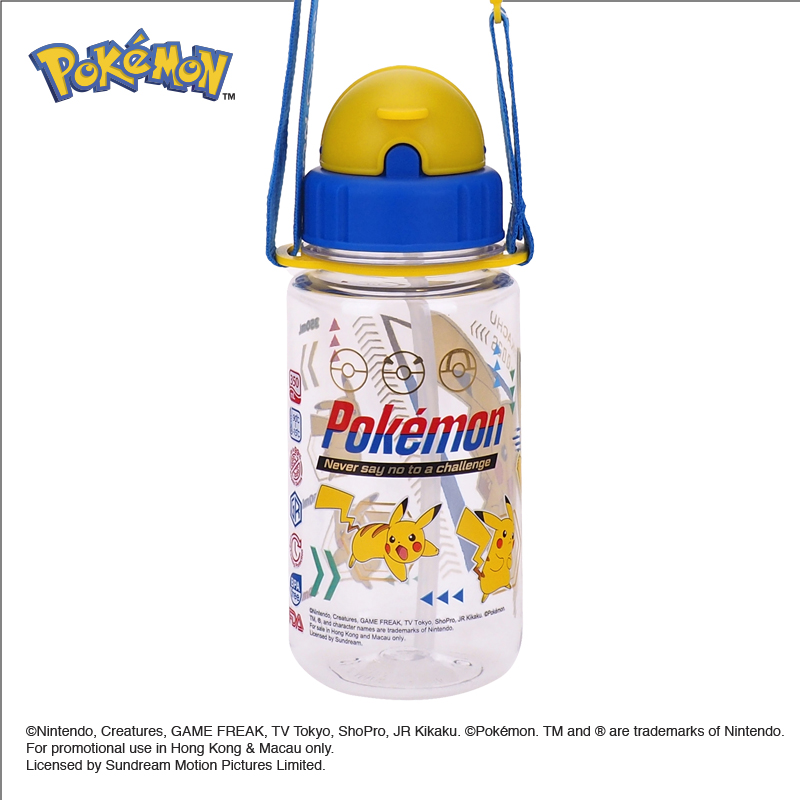 Pokemon 350ml Water Bottle w/ Straw & Neck Strap 膠水樽連飲管及頸繩