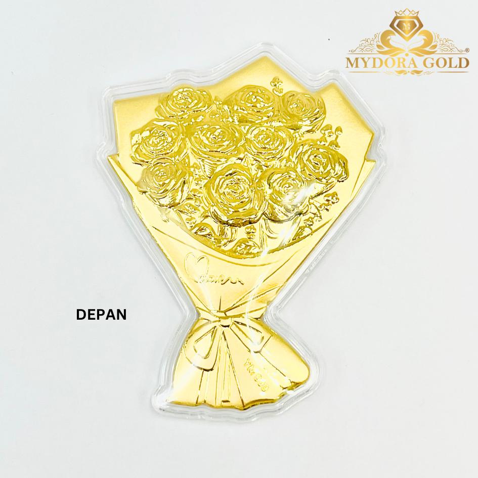 MYDORA Rose Bouquet + Love Box Set l EMAS 999/24K Gold Wafer NOTE