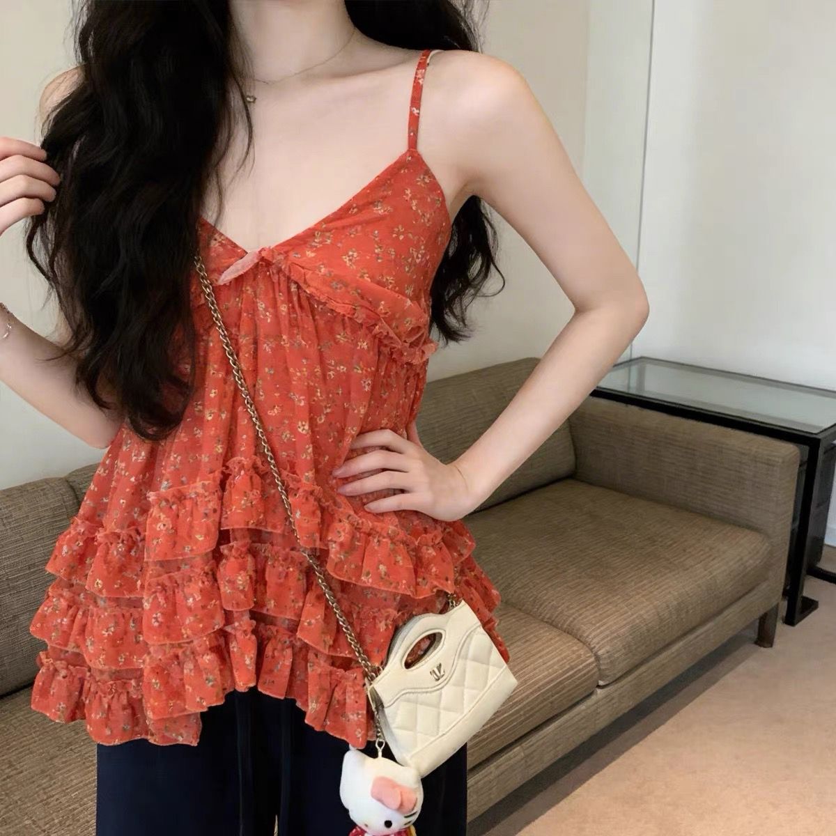 A100445 Vintage Fresh Floral Strapless Cami Top
