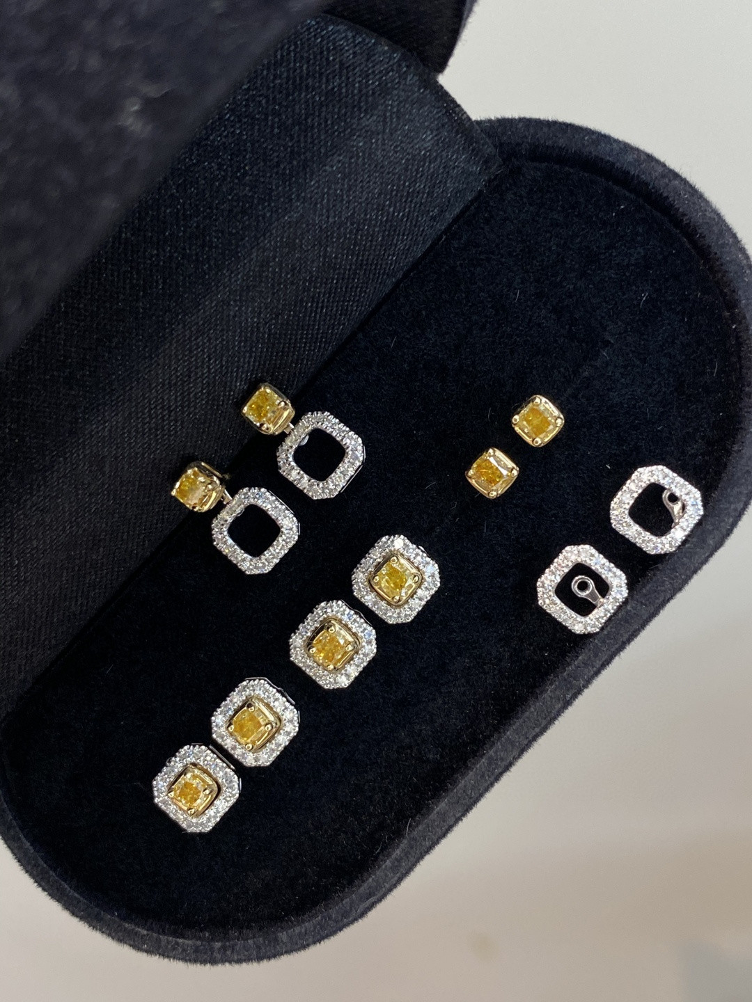 18K Yellow Diamond Earrings 