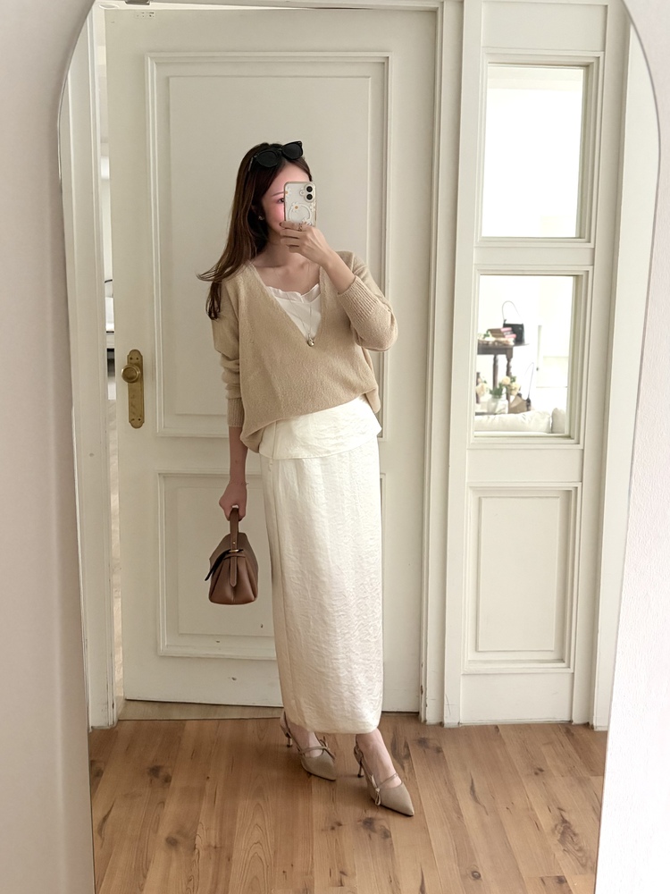 Layering Satin Skirt (Cream)