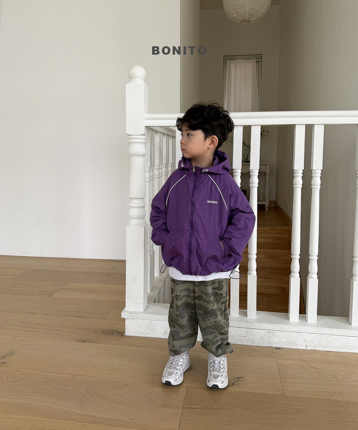 🆕Bonito | Check the windbreaker (Khaki XL115-125)