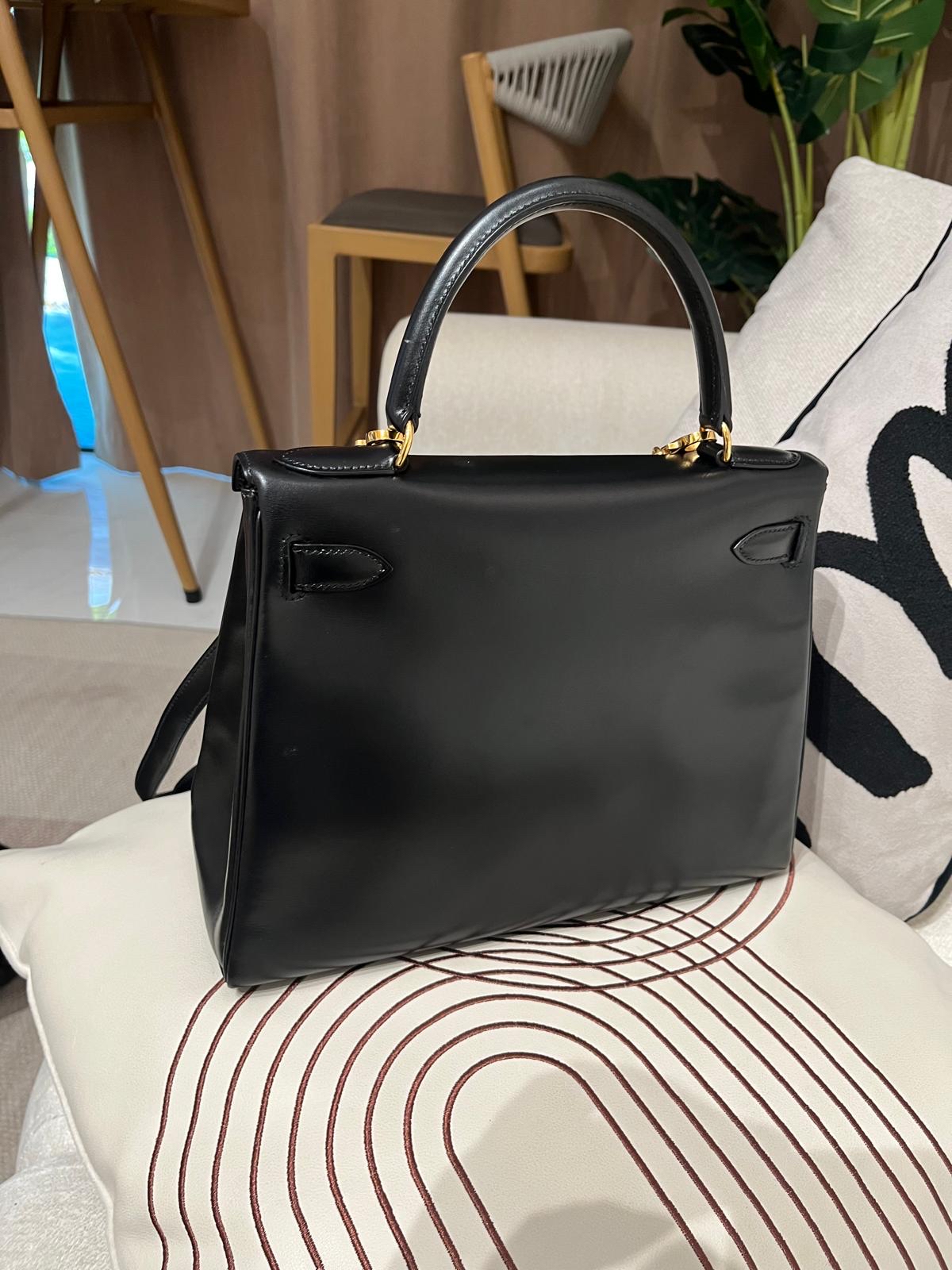 Hermes Kelly 28 ,1994 vintage 黑金BOX 皮 100%Authentic, 95%New  ✅Dust bag ✅肩帶