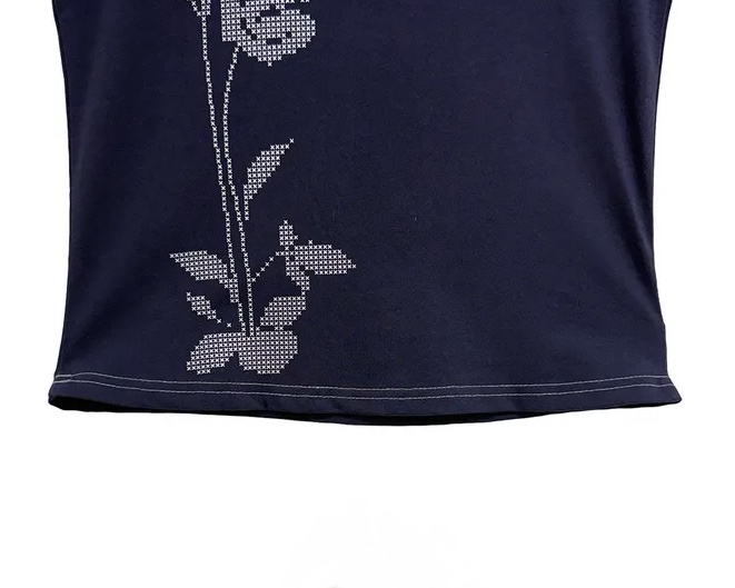 Pixel Rose Graphic Short Sleeve Top