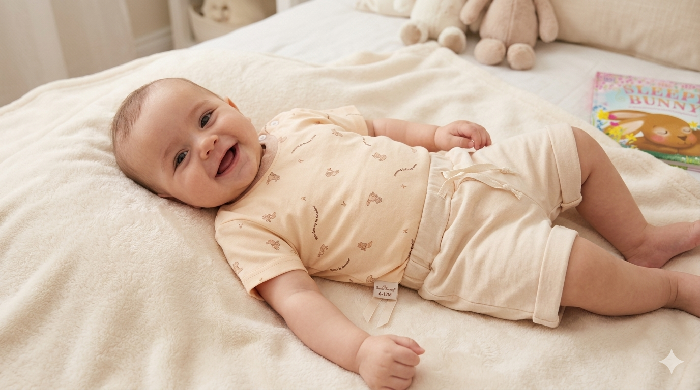 Trendyvalley Organic Cotton Short Sleeve T-Shirt & Short Pant (Printed Bunny)