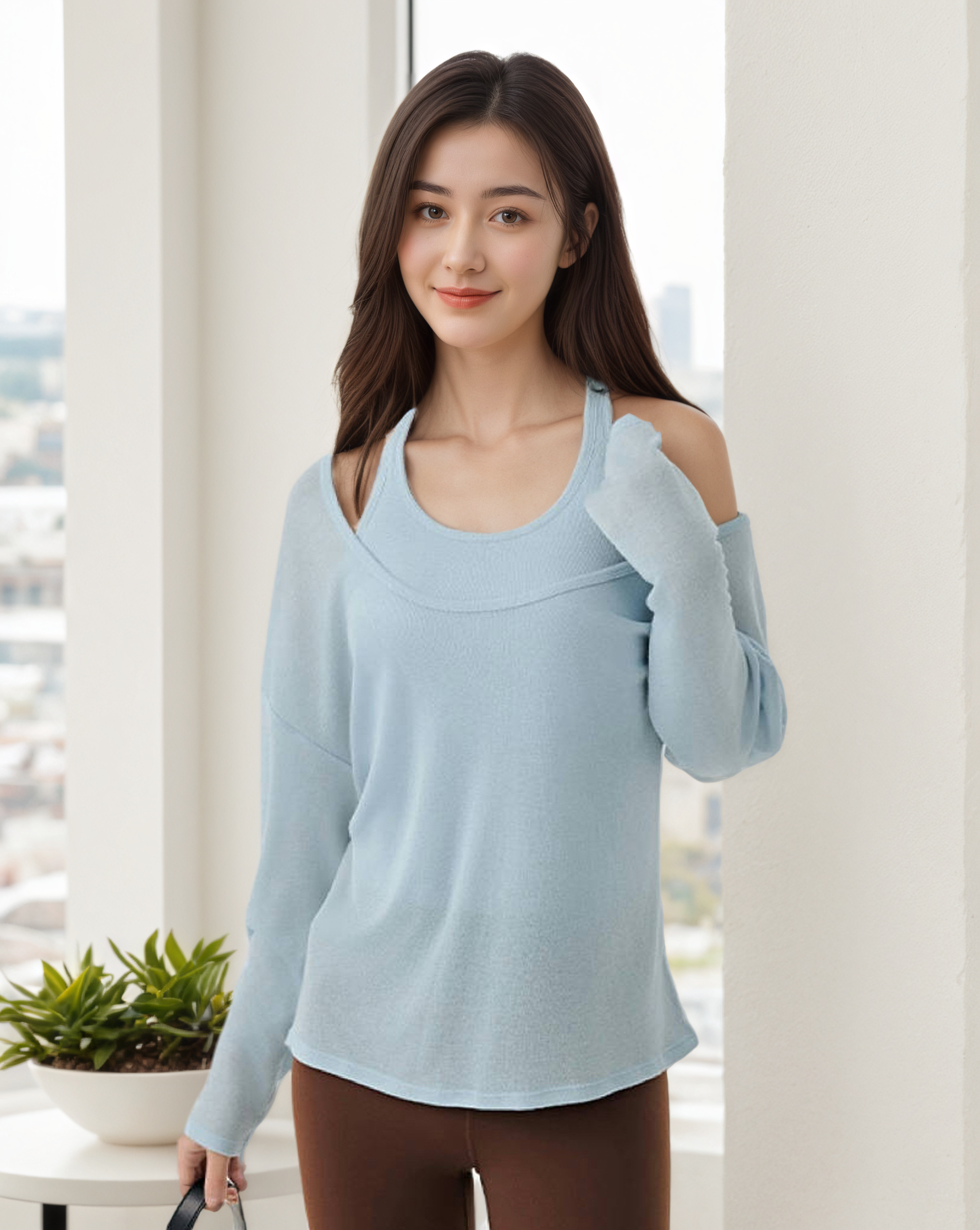 長袖罩衫運動背心疊穿兩件套