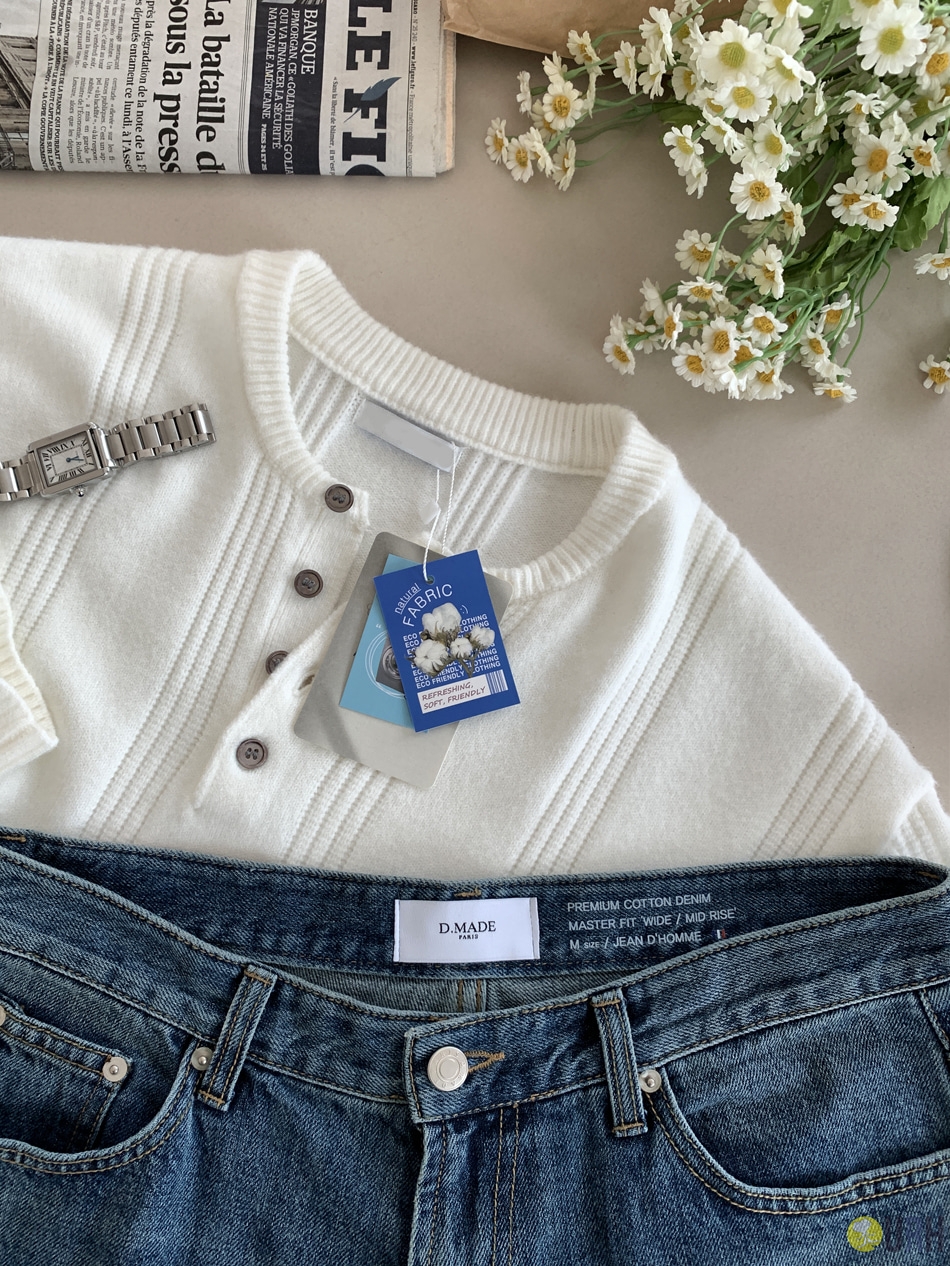 【100%保證韓國直送】經典柔軟莫代爾混紡亨利領細骨地針織衫 👕 [6 color] RL114840