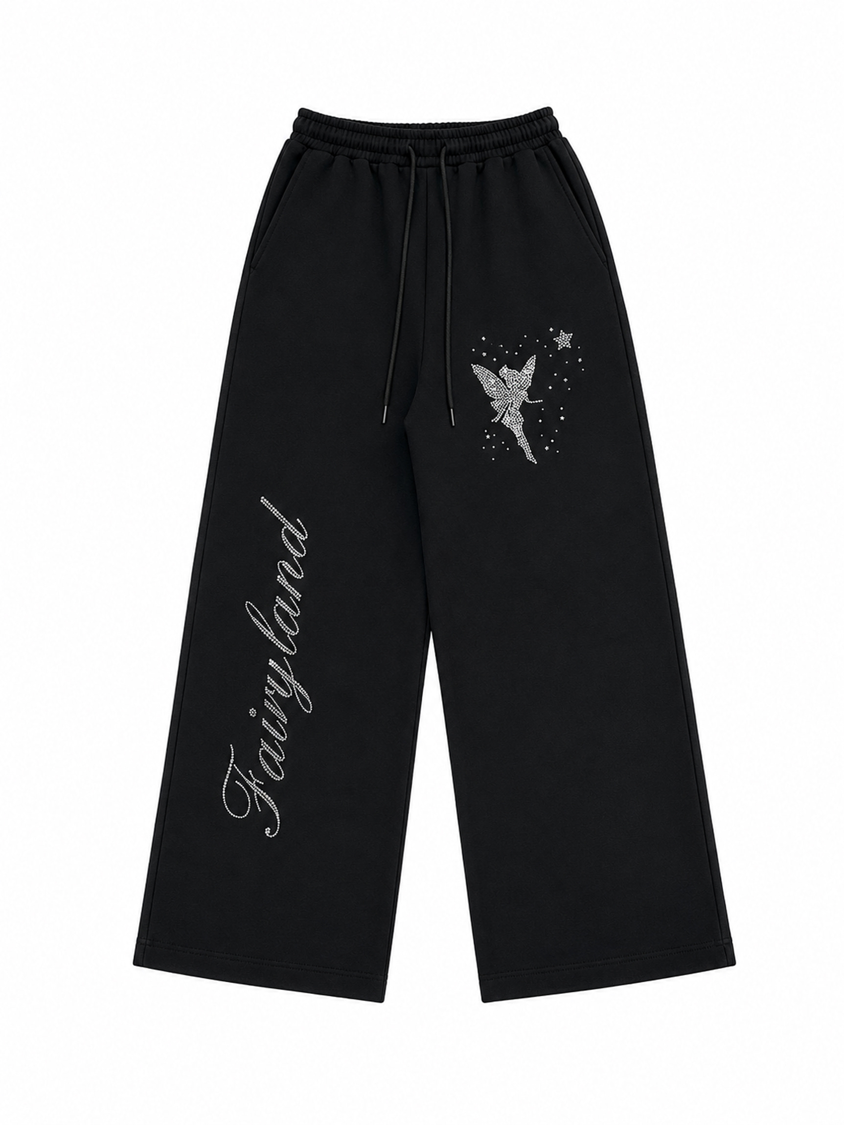 Rhinestone Graphic Wide-Leg Pants