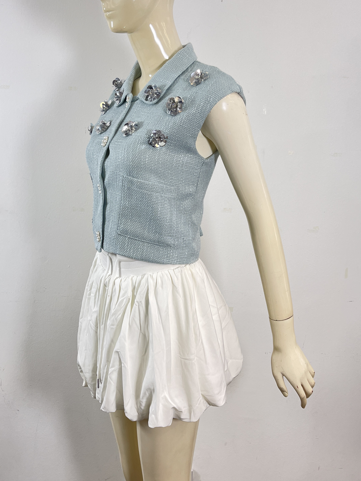 Pearl Bloom Tweed Top M98