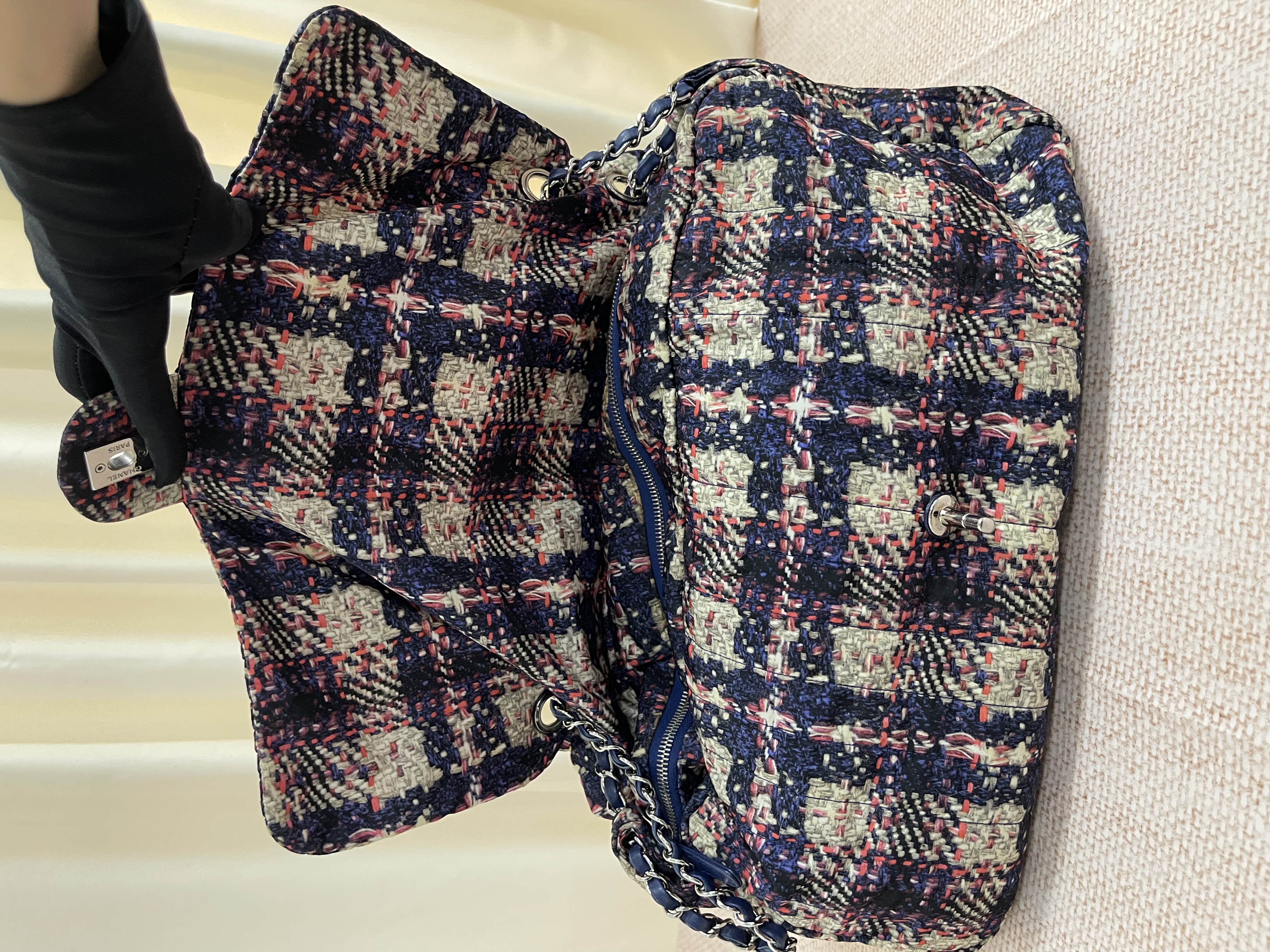 Pre-owned Chanel Nylon Tweed Print Bag / 26NY113