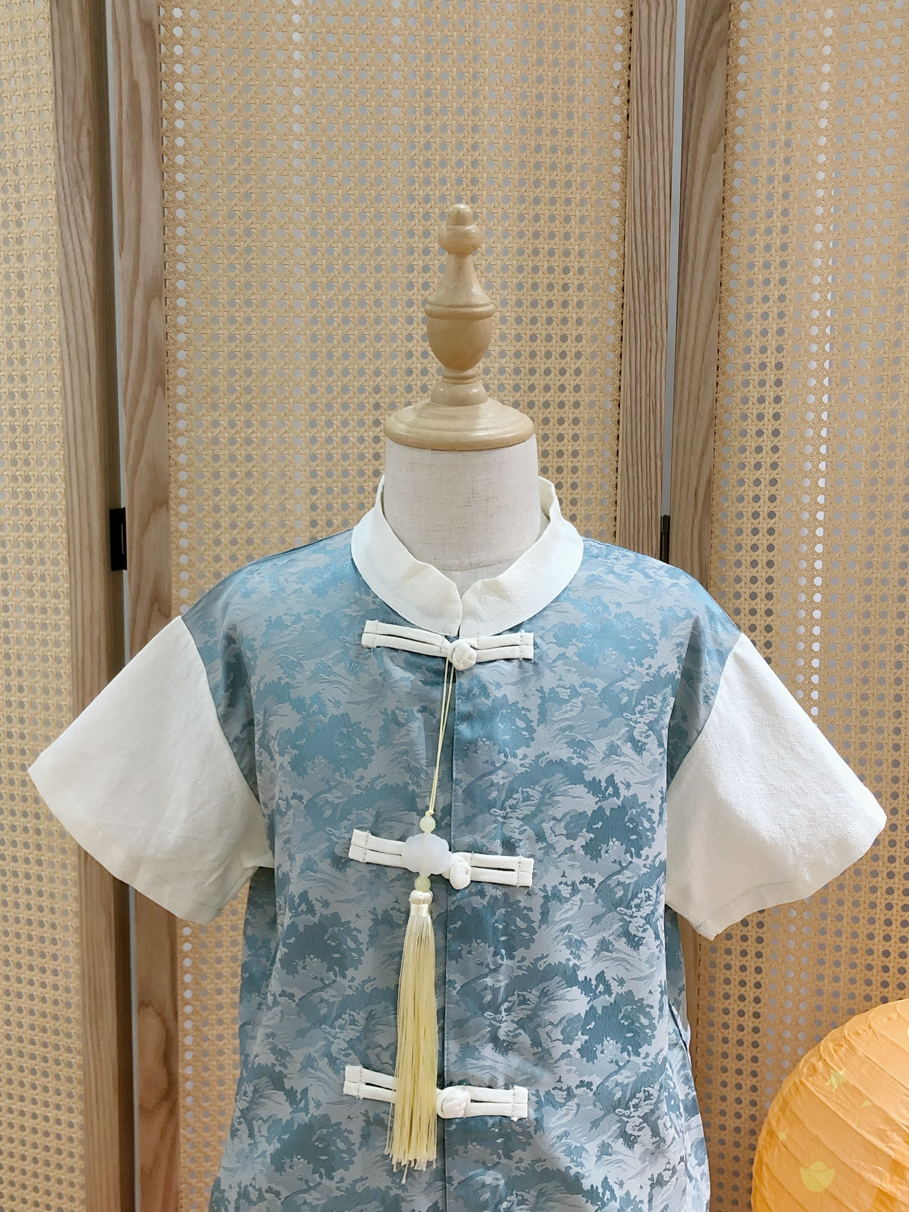 新中式蓝色男唐套装