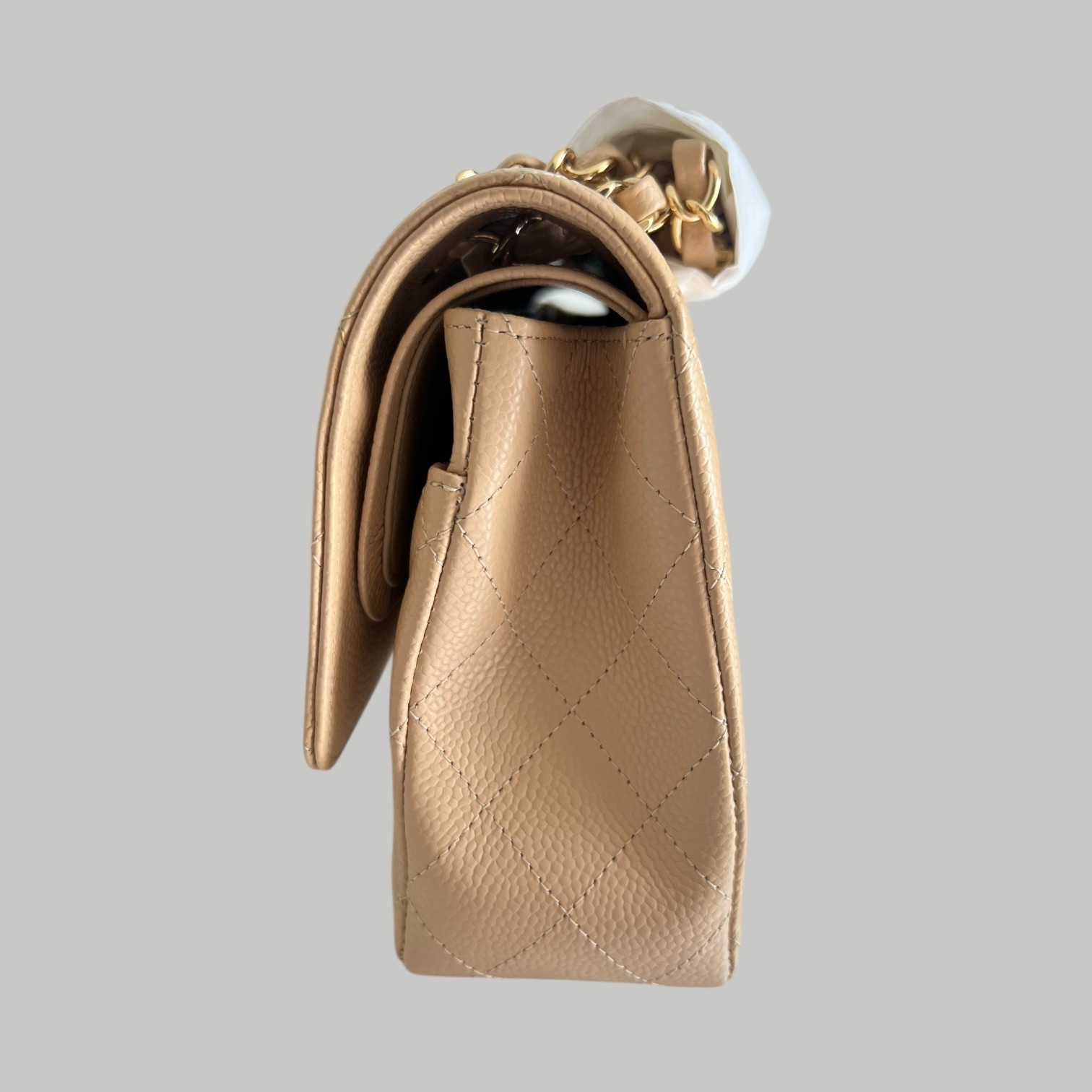 Chanel Caviar CF25 奶茶金扣