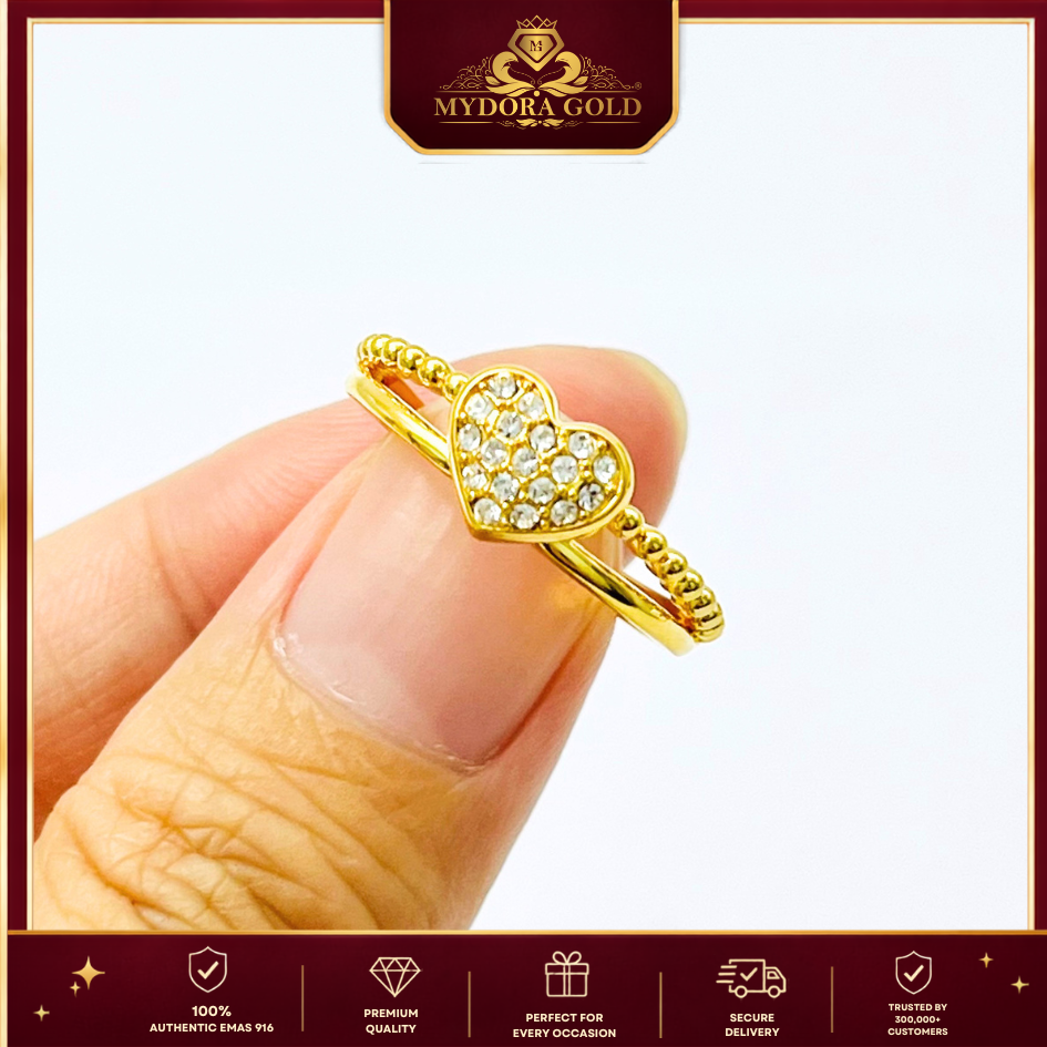 MYDORA Cincin CZ Love Minimalist (5G) l EMAS 916/22K