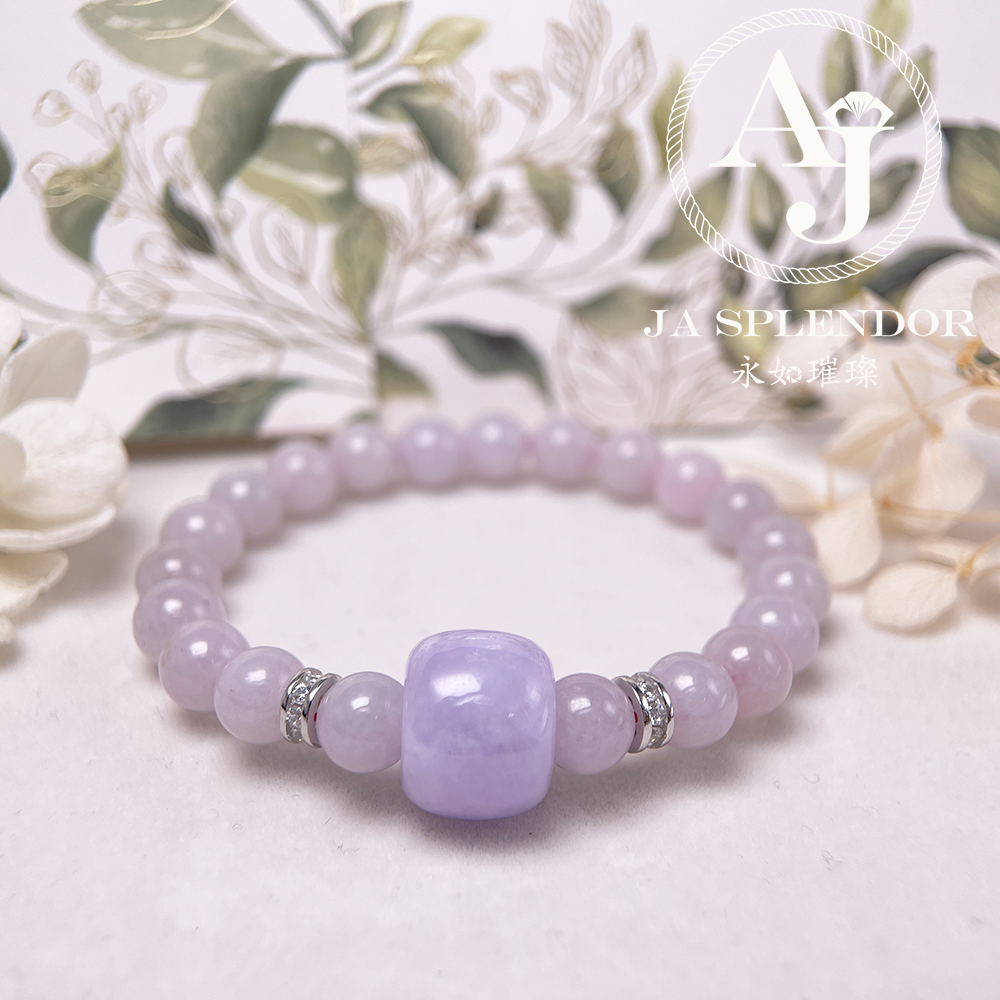 FBG26-H18 天然翡翠A玉-冰種紫羅蘭路路通拼粉色翡翠手串（旺人緣）