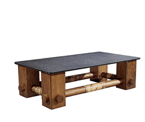 火燒石木紋柱長茶几