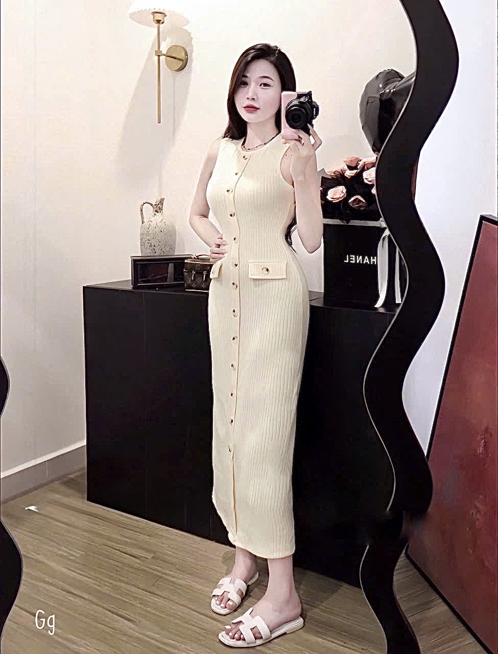 无袖洋裝针织长裙