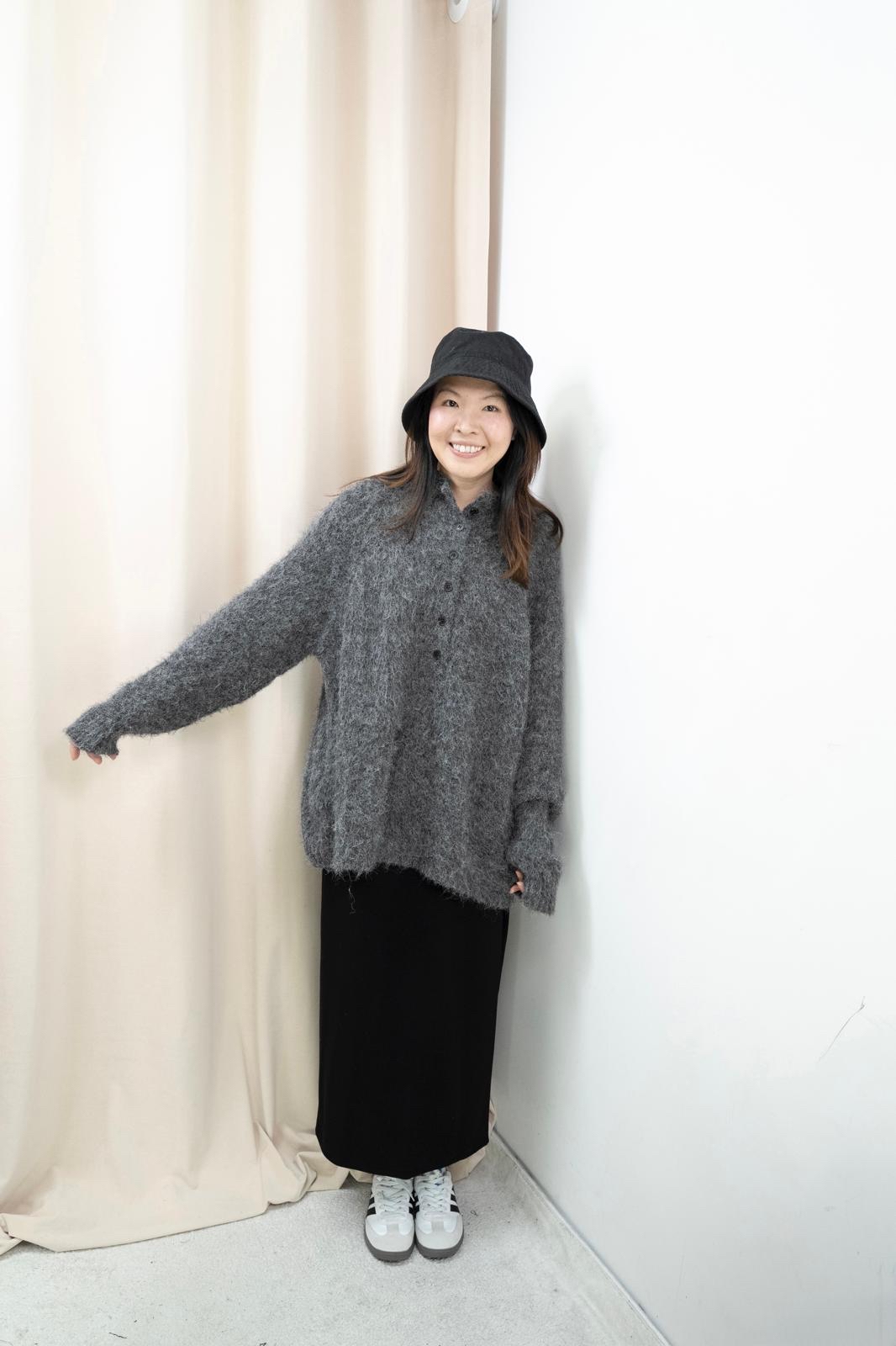 馬海毛鬆鬆針織毛衣（灰色）