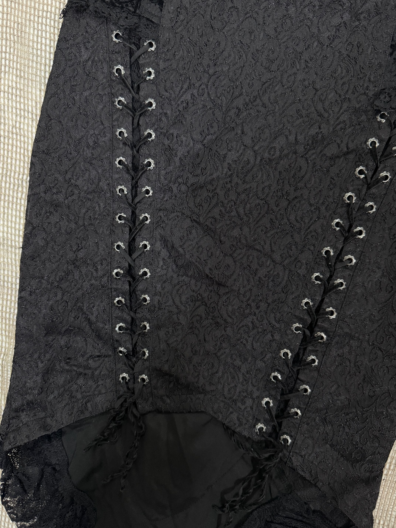 Punk Rock Lace Overlay Lace-Up Skirt/Top
