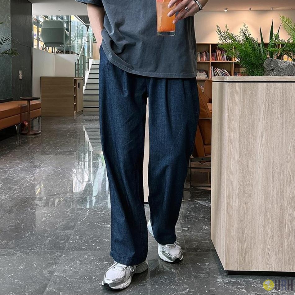 【100%保證韓國直送】Cooling Light 輕量透氣機能冷感橡筋腰寬鬆牛仔褲 👖 [3 color/2長度] RG115865