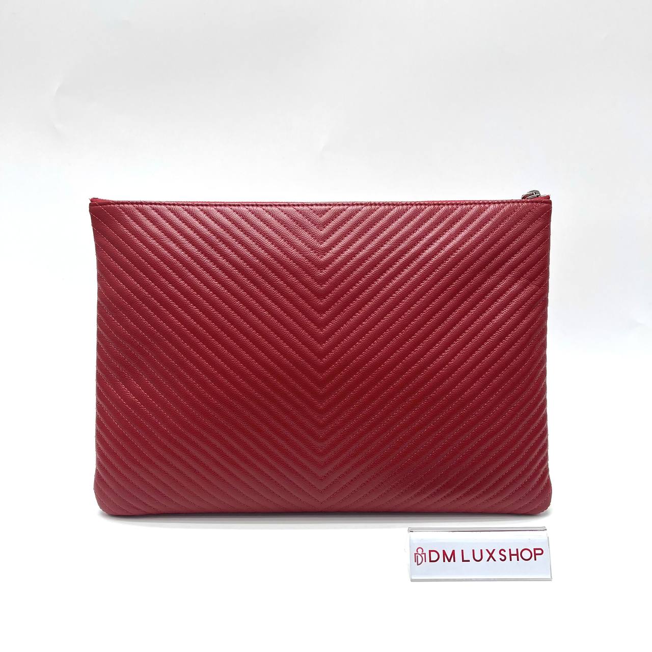 Chanel Red Caviar Chevron O Case (Serial 22, Y: 2016)