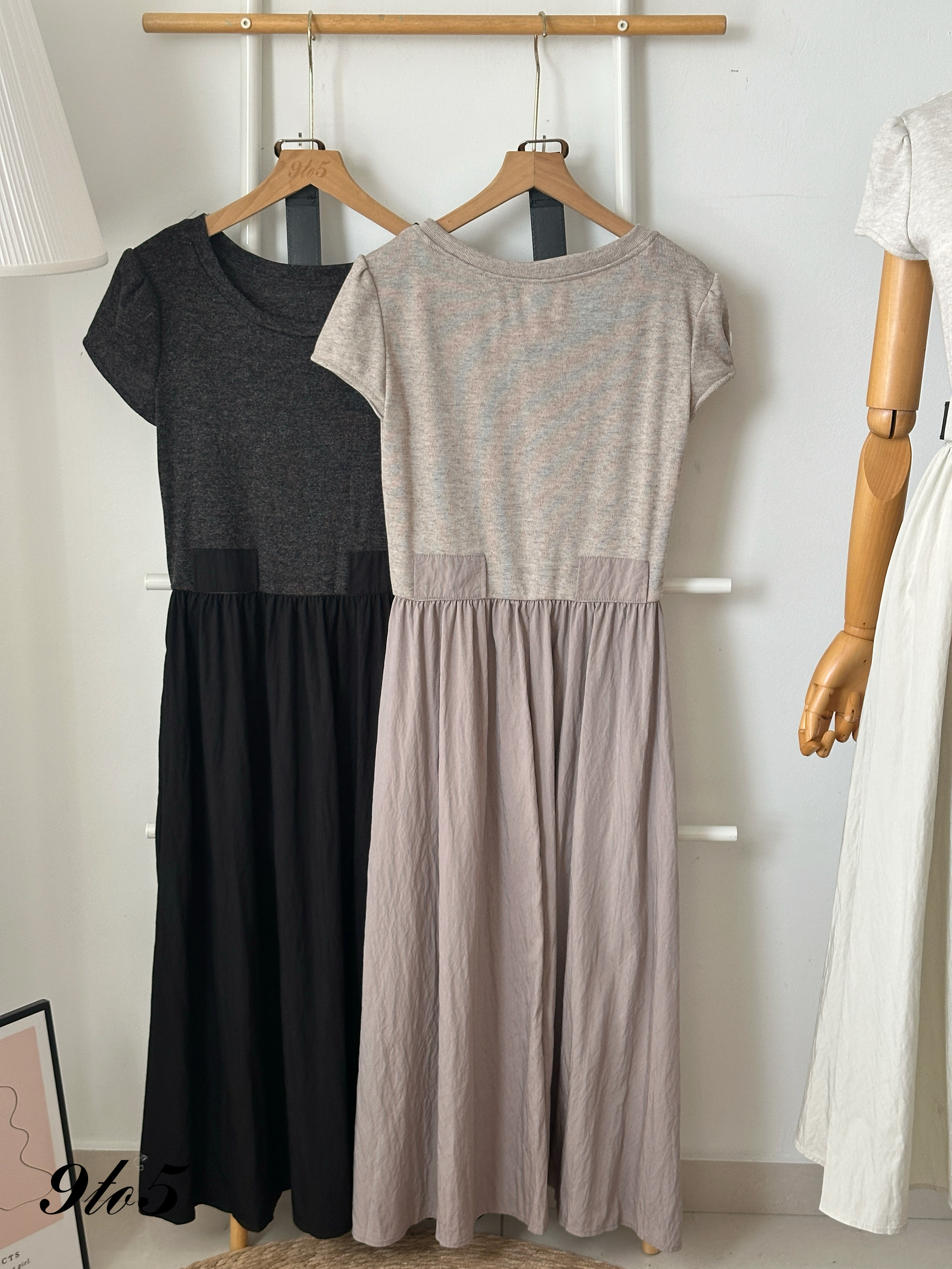D2355 Belted Contrast Dress - 3 Colors 