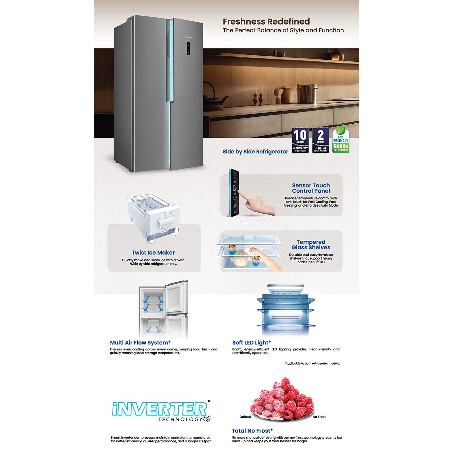 Faber 535L Elite Side-by-Side Fridge ELITE SBS 520