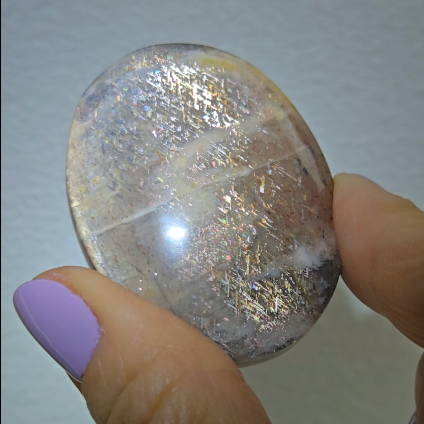 Rainbow lattice sunstone palm stone - SM613