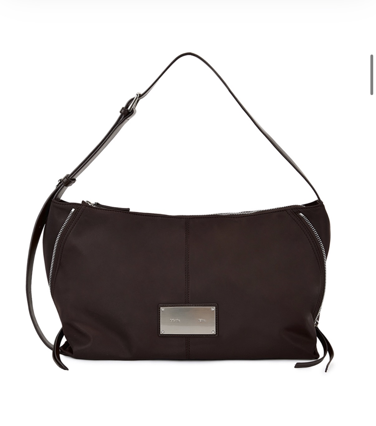 MATIN KIM 特價場 SIDE ZIPPER FABRIC SHOULDER BAG IN BROWN