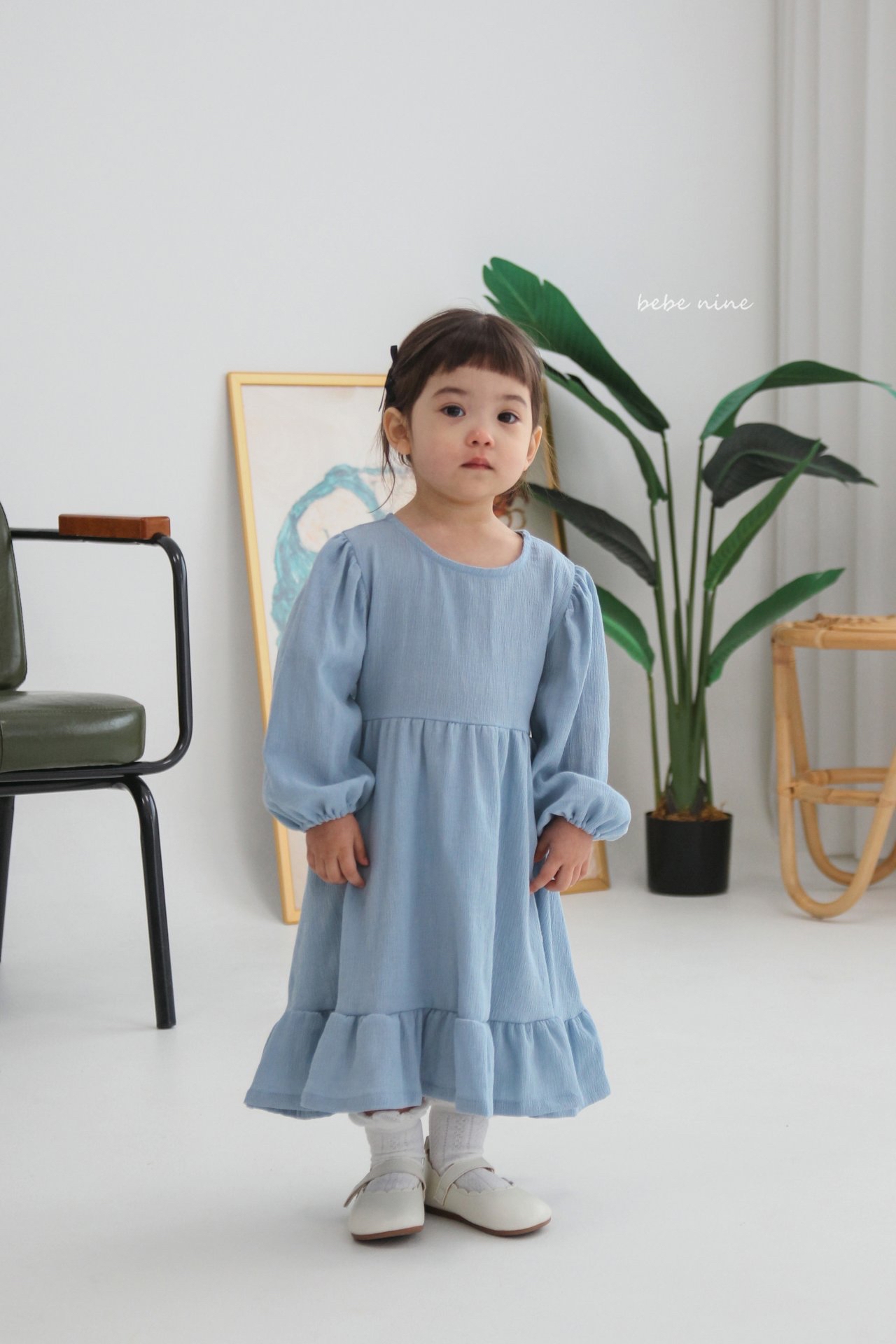 🌸預訂 韓國直送🌸🇰🇷Bebenine兩色後背蝴蝶結綁帶寬鬆長袖連身裙