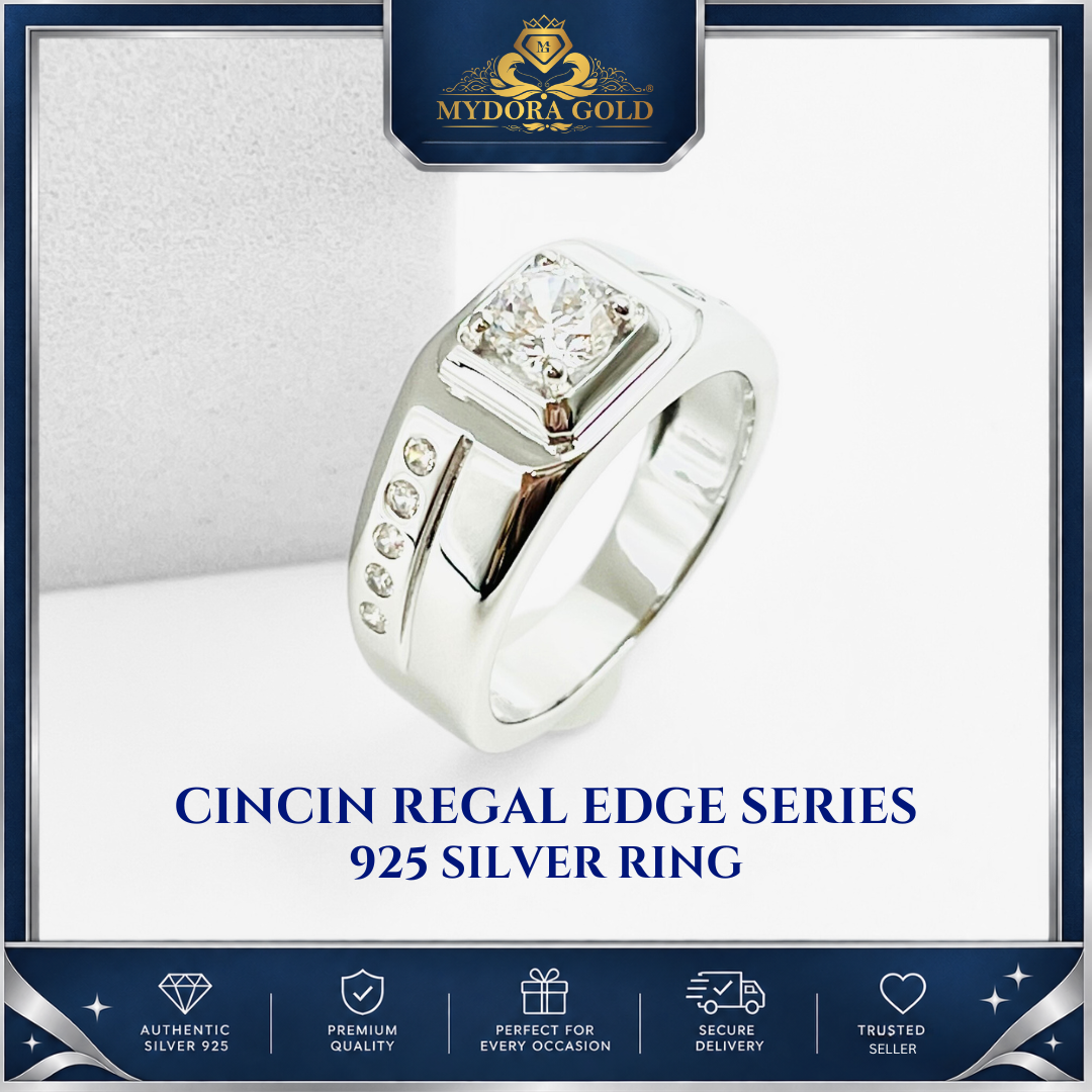 MYDORA 925 Silver Ring - Cincin Regal Edge Collection