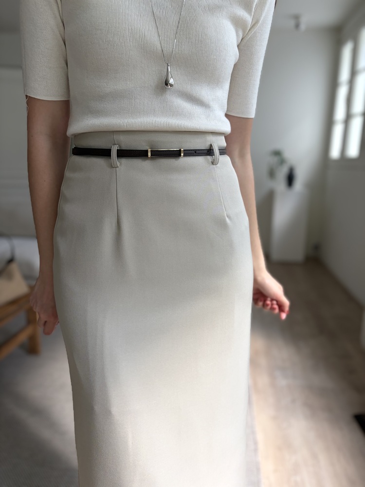 The Classy Belted Skirt (Beige)