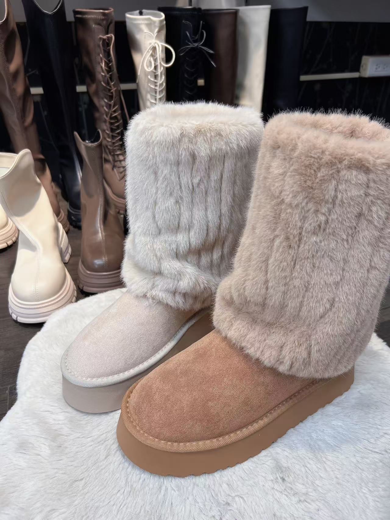 TA66 雪地毛毛袜套靴